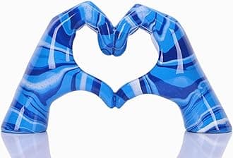 DOVDOV Blue Gesture Sculpture, Love Statue, Suitable for Wedding Scene, Office, Living Room TV Cabinet Decoration, Dining Table Centerpiece