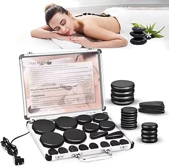 Hot Stones Massage Set, 18 Pcs Basalt Hot Stones with Heater Kit, Massage Stones for Professional or Home spa, Relaxing, Healing, Pain Relief