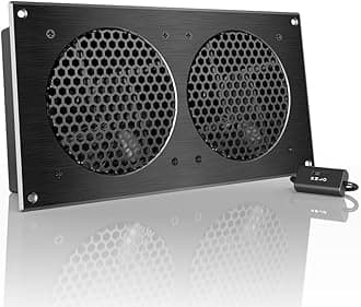 AC Infinity AIRPLATE S7, Quiet Cooling Fan System 12" with Speed Control, for Home Theater AV Cabinets