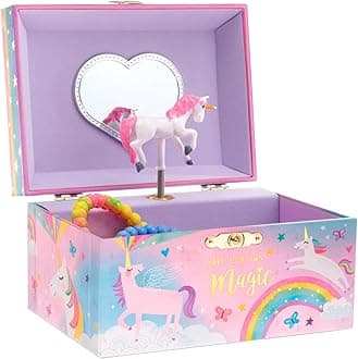 Jewelkeeper Girl's Musical Jewelry Storage Box with Spinning Unicorn, Cotton Candy Unicorn Design, The Beautiful Dreamer Tune, Ideal Gifts for Little Girls