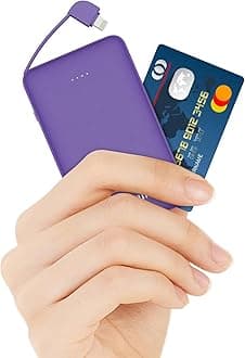 Slim Power Bank,20W Fast Charging Small Portable Phone Charger Built in Cable for iPhone 14/13/12/11/X/8/7 Series,Thin Mini Lightweight Battery Pack 6000mAh