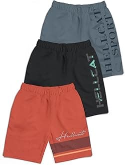 HELLCATPack of 3 Trendy Typographic Printed Mid Rise Shorts for Boys
