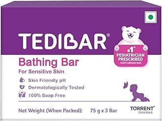 Tedibar Moisturising Baby Bathing Bar 75gx3 (Pack of 1) 100% Soap Free No. 1* Pediatrician Prescribed Moisturising Bar - By Torrent Pharma