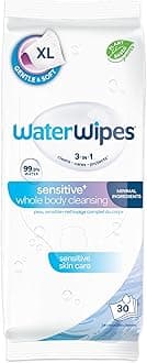 Sensitive Whole Body Cleansing Wipes, 99.9% Purified Water, XL Textured Wipes, Incontinence Care, Fragrance Free, 30 Count