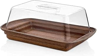 EVELIN EVELIN Wooden Cake Stand with Acrylic Dome, Cupcake Serving Platter Tray Dessert Stand, Acrylic Cheese Cloche Dome with Wooden Base for Home Kitchen