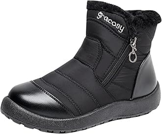 Qixiu Outdoor Winter Boots Lightweight Winter Comfortable Cotton Shoes Anti Slip Boots for Women Snow Boots Winter Boots Ladies Womens Black Boots