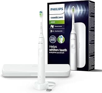 Sonicare 4100 - Philips Sonicare Electric Toothbrush for Adults with 1 x Philips W2 Optimal White Sonic Brush Head in White, Slim Travel Case and USB Charger (Model HX3683/33)