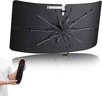 LANTUWindshield Sunshade for 2025 Volvo EX90 Accessories Foldable Sun Shield Block UV Rays with Dual-Silver Coating& Nano Ice Crystal Cooling Keeps Car Interior Cool& Protected [Easier Foldable]