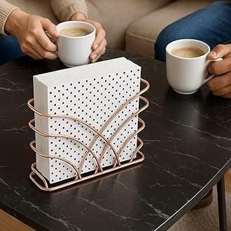 Modern Napkin Holder for Dining Table - Kitchen Napkin Holder Tissue Paper Stand for Kitchen, Table, Home Décor, Restaurant, Tissue Dispenser Organizer for Tables, Kitchen (Rose Gold)
