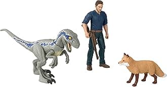 Jurassic World Dominion Human & Dino Pack Owen & Velociraptor Beta & Accessories, Authentic Action Figures, Movable Joints, Ages 4 Year & Up