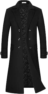 Men's Luxury Full Length Trench Coat Long Wool Overcoat Winter Windbreaker
