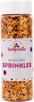 Tastycrafts Edible Star Shaped Sugar Sprinkles for Cake Decoration | Star Candy for Cake Decor | for Cake Decorations & Toppings | for Dessert, Cakes, Cupcakes, Waffles, Cookies (Gold)