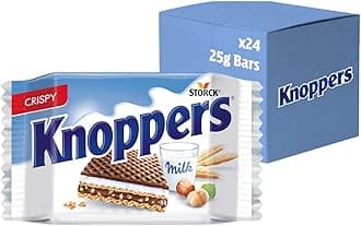 Knoppers Chocolate Hazelnut Wafers, Crispy, Nutty Wafers in Convenient Packs, 25 g (Pack of 24)