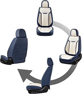 Coverado Front Seat Covers, Car Seat Covers Front Seats, Leather Seat Cover for Cars, Waterproof Seat Covers, Car Seat Protector, Driver Seat Cover Car Seat Cushion Universal for Most Cars, Blue&White