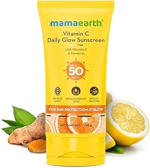Vitamin C Sunscreen SPF 50 PA++++ | Broad Spectrum UVA/UVB Protection with Turmeric | Daily Glow Face Sunscreen | Lightweight & Fast Absorbing for All Skin Types | 1.76 Oz (50g)