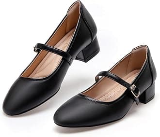 Mary Jane Shoes Women Low Heels Dress Shoes Pumps Low Heel 2 Inch Chunky Heel Mary Janes Pumps with Adjustable Ankle Strap for Women Dressy Casual