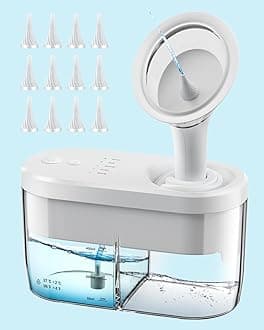 Electric Ear Wax Removal Kit Ear Irrigation Cleaner Tool, Efficient All Direction Ear Cleaning with 4 Cleaning Modes & Automatic Sewage Recycling for Adult Kid Family, Packs 12 Skin-Friendly Tips