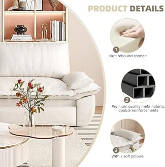 LINKHOO 73.2" Queen XL Size Pull Out Sofa Bed, 3-in-1 Convertible Sleeper Sofa with Side Storage, Folding Floor Sofa Lounge Couch, Velvet Loveseat Bed for Living Room, Bedroom, Office, Beige