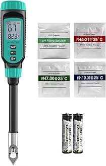 Tadeto pH Meter for Soil, Garden, Water, Solutions and Foods with Protective Alloy Cover and LCD Display