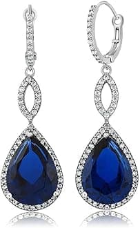 Gem Stone King925 Sterling Silver Long Drop Dangle Elegant Wedding Bridal Chandelier Teardrop Earrings For Women (2 Inch Pear Shape 16X12MM, 20.00 Cttw)