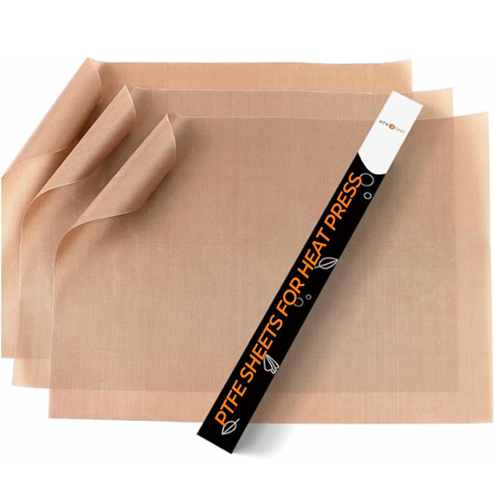 HTVRONT PTFE Sheets for Heat Press - 3 Pack Non Stick PTFE Polytetrafluoroethylene Sheet Reusable 12 x 16" PTFE Coating Paper Heat Resistant PTFE Mat(Brown)