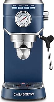 CM5418 Espresso Machine 20 Bar, Compact Espresso Maker with Steam Milk Frother, Stainless Steel Coffee Machine with 34oz Removable Water Tank for Cappuccino Latte, Sapphire Blue