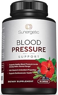 Sunergetic Premium Blood Pressure Support Supplement with Garlic, Hawthorn & Hibiscus - 90 Capsules
