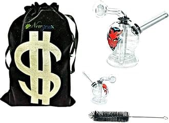 Oil Meth Crystal 3.5 Inch Skull/Devil Incl. Fancy Velvet Pouch & Pipe Cleaner