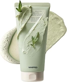 Whipped Korean Skincare Face Wash, Doubles as a Face Mask, Mugwort Tea Tree, Deep Cleansing Vegan Facial Cleanser for Oily Skin and Pore Care with Niacinamide, Hyaluronic Acid, Ceramide