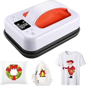Heat Press Machine for T-Shirts, 7" × 4.8" Portable Fast Heat-up Easy Press with Precise Temperature Control, Features Insulated Safety Base and Auto-Shut Off, Orange