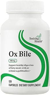 Seeking Health Ox Bile 125 - Digestive Enzyme & Gallbladder Support Supplement - Vegetarian Capsule with Digestive Enzymes - 120 Capsules