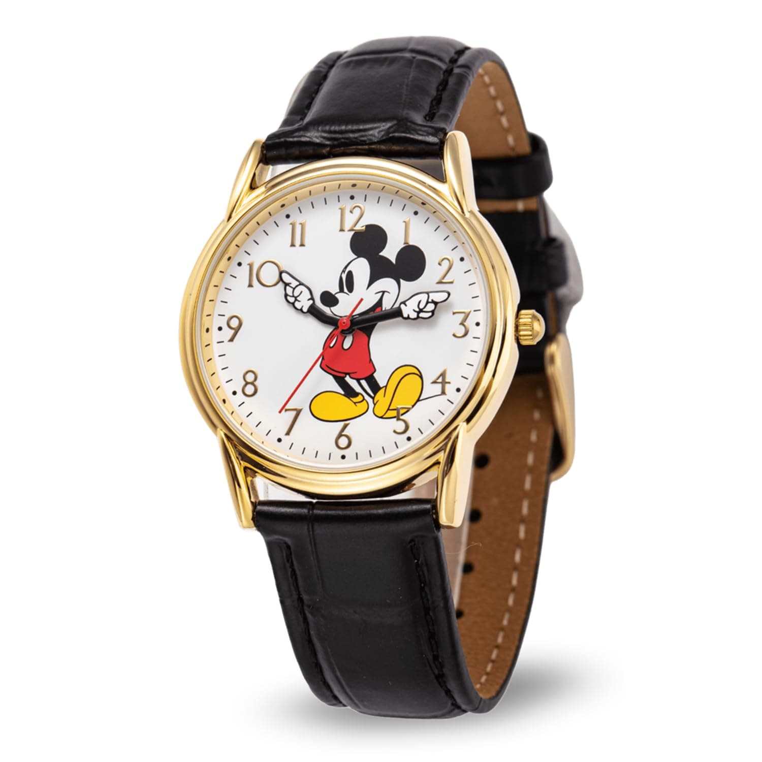 Mickey Mouse Watch Men - Mickey Mouse Watches for Men - Watch for - Classic Mens Watches - Gift - Silver Bezel - Leather Strap Collectible