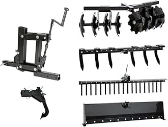 IMPACT IMPLEMENTS® 6-Piece Agricultural Kit for ATV, UTV and Garden Tractors. Includes Lift, Disc Plow, Cultivator, Middle Buster, Grading Blade & Field Rake.