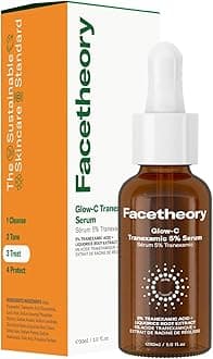 facetheory Glow-C Tranexamic Acid Serum (Unscented) - Skin Brightening & Dark Spot Serum for all Skin Types - Face Serum for Uneven Tone & Pigmentation (30 ml)