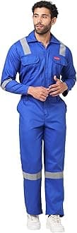 MEN'S 100% COTTON INDUSTRIAL WORK WEAR COVERALL BOILER SUIT WITH REFLECTIVE TAPE 200 GSM 4XL_ROYAL BLUE