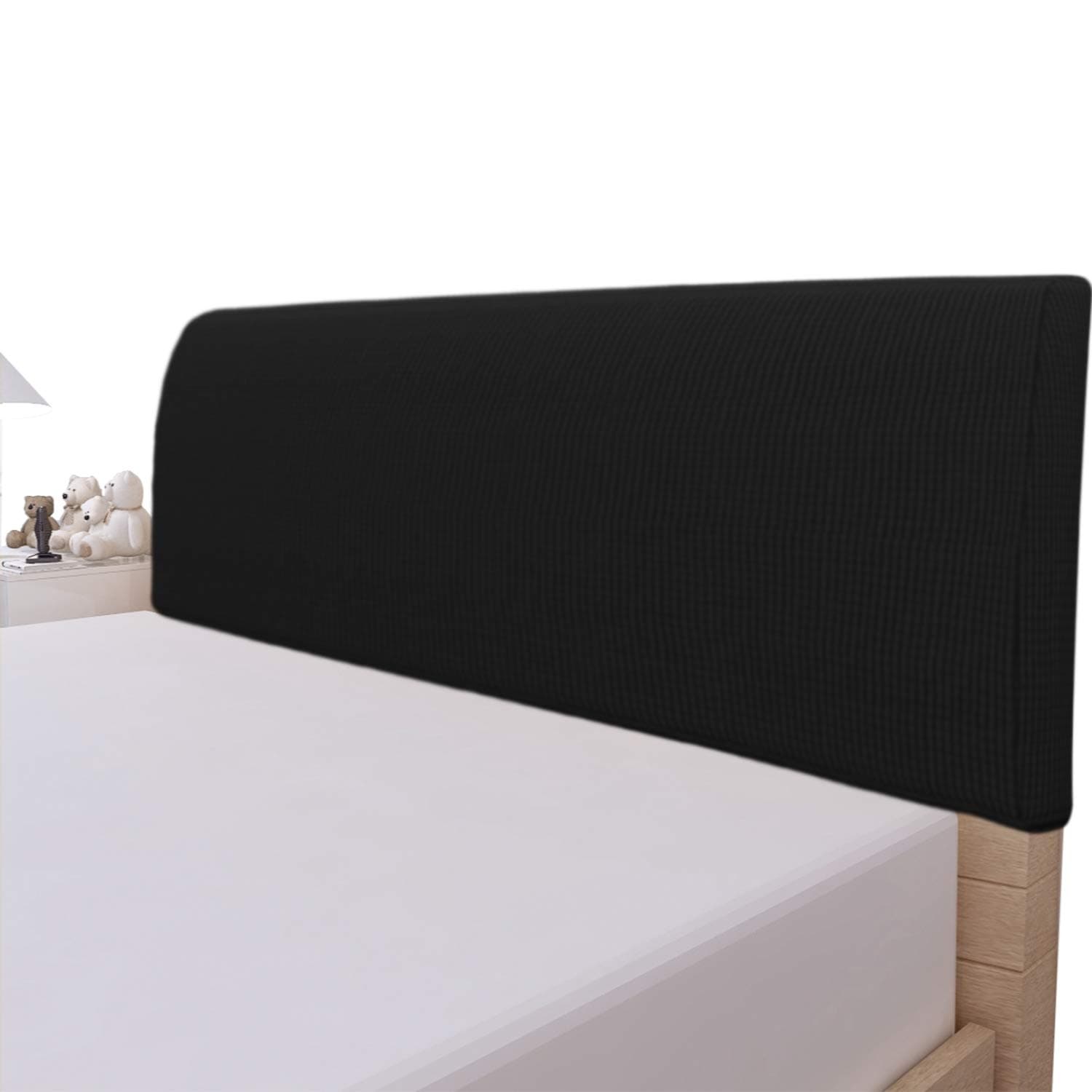 Easy-Going Stretch Bed Headboard Cover,Small Square Jacquard Headboard Slipcover, Dustproof Bed Head Cover for Bedroom (Twin,Black)
