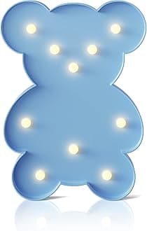 Blue Bear Decor, Battery Powered Bear Night Light for Kids, Pink Party Decorations, Baby Night Light for Bedroom, Toddler Night Lights, Girls Room Decor