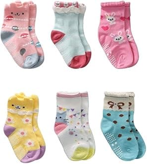 Trendy DukaanBaby Boy's Cotton Anti Slip Grip Socks (Pack of 6)