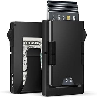 Wallet for Men with Money Clip - Holds 10-20 Cards, RFID Blocking Card Holder Wallets with Smart Card Slot, Minimalist Mens Wallet, Metal Pop Up Wallet, Gifts for Men Black