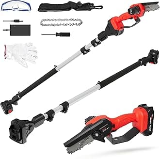 2-in-1 Cordless Pole Saw, Mini Chainsaw with Pole, 20V 2.0Ah Battery Powered Pole Saws for Tree Trimming, 4" Cutting Cordless Power Small Pole Saw, 18ft Reach Electric Saw for Trees With Pole