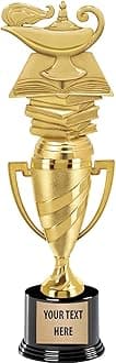 Crown Awards Academic Trophy, 14" Gold Cup Lamp of Learning Trophies, Enter Your Own Engraving Prime