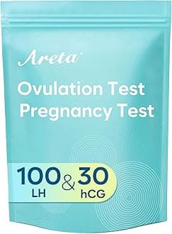 Areta Ovulation & Pregnancy Test Strips: 100 Ovulation Strips & 30 Pregnancy Tests Combo Kit | Accurate at-Home Fertility Tracker | 100 LH + 30 HCG | Expiration Date 11/24/2026