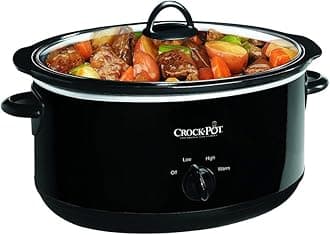 8-Quart Manual Slow Cooker, Family Size Serves 10+ People, Removable Stoneware with Warming Setting, Dishwasher Safe for Easy Cleanup, Black