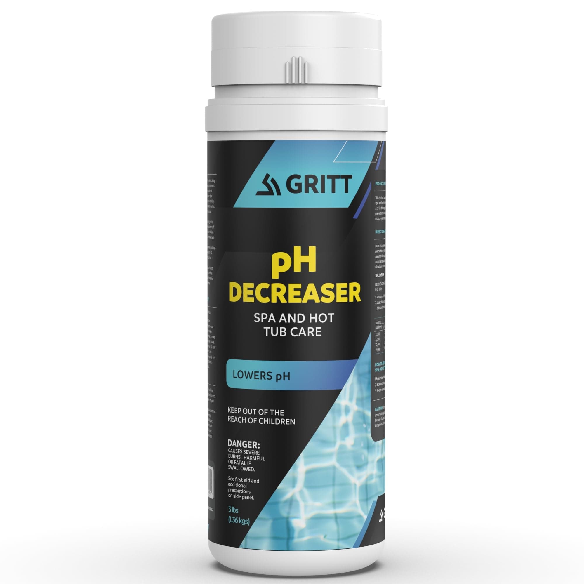 pH Decreaser | pH Down | Pool, Hot Tub and Spa pH Reducer | Sodium Bisulfate |High Alkalinity | Prevents Scale Build Up | Pool, Hot Tub and Spa Chemicals | Indoor and Outdoor | 3 lb