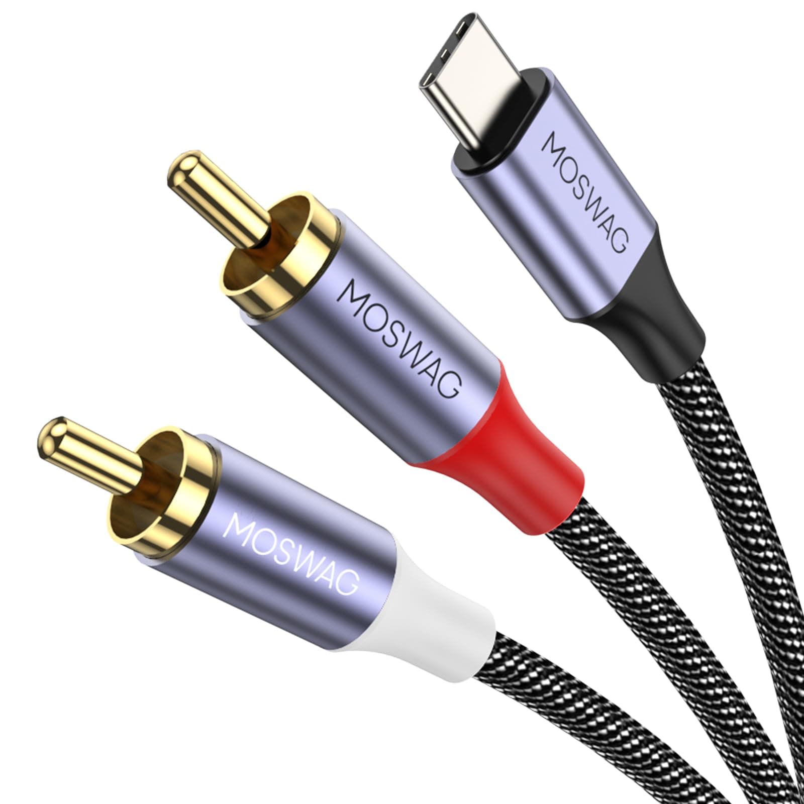 MOSWAG USB Type C to 2 RCA Audio Cable,Type-C RCA Cable 2rca Jack USB-C Audio Line Compatible for LG Home Theater Amplifier DVD TV Speaker Hi-Fi Amplifer