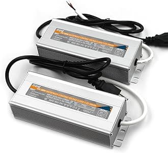 (2-Pack) 100W 24V Waterproof LED Power Supply Driver Transformer IP67 for LED Light, Computer Project, Outdoor Light, 90-260V AC to 24V DC with 3-Prong Plug