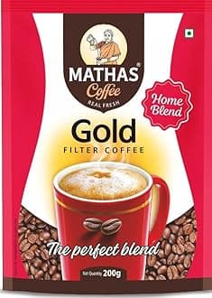 Mathas Coffee Powder | Leading Indian Filter Coffee | 80% Coffee 20% Chicory (Gold, 200gm)