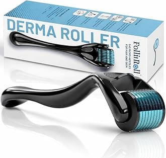 Derma Roller – 540 Titanium Microneedles for Hair, Beard & Skin | Microneedling Roller for Face & Scalp | Includes Storage Case (Blue)