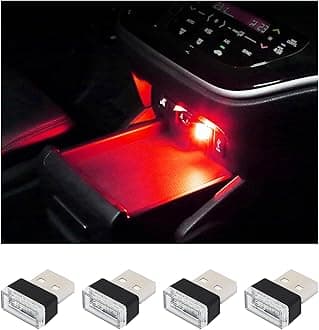 Augeny 4 Pack USB LED Atmosphere Lights for Car Interior USB Decorative Night Light Portable Atmosphere Lighting Kit Universal Vehicle Interior Accessories for Most