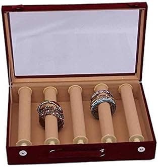 Kuber Industries 5 Rods Rectangular Velvet Wooden Bangle Box Set KI006211, (Multicolor)